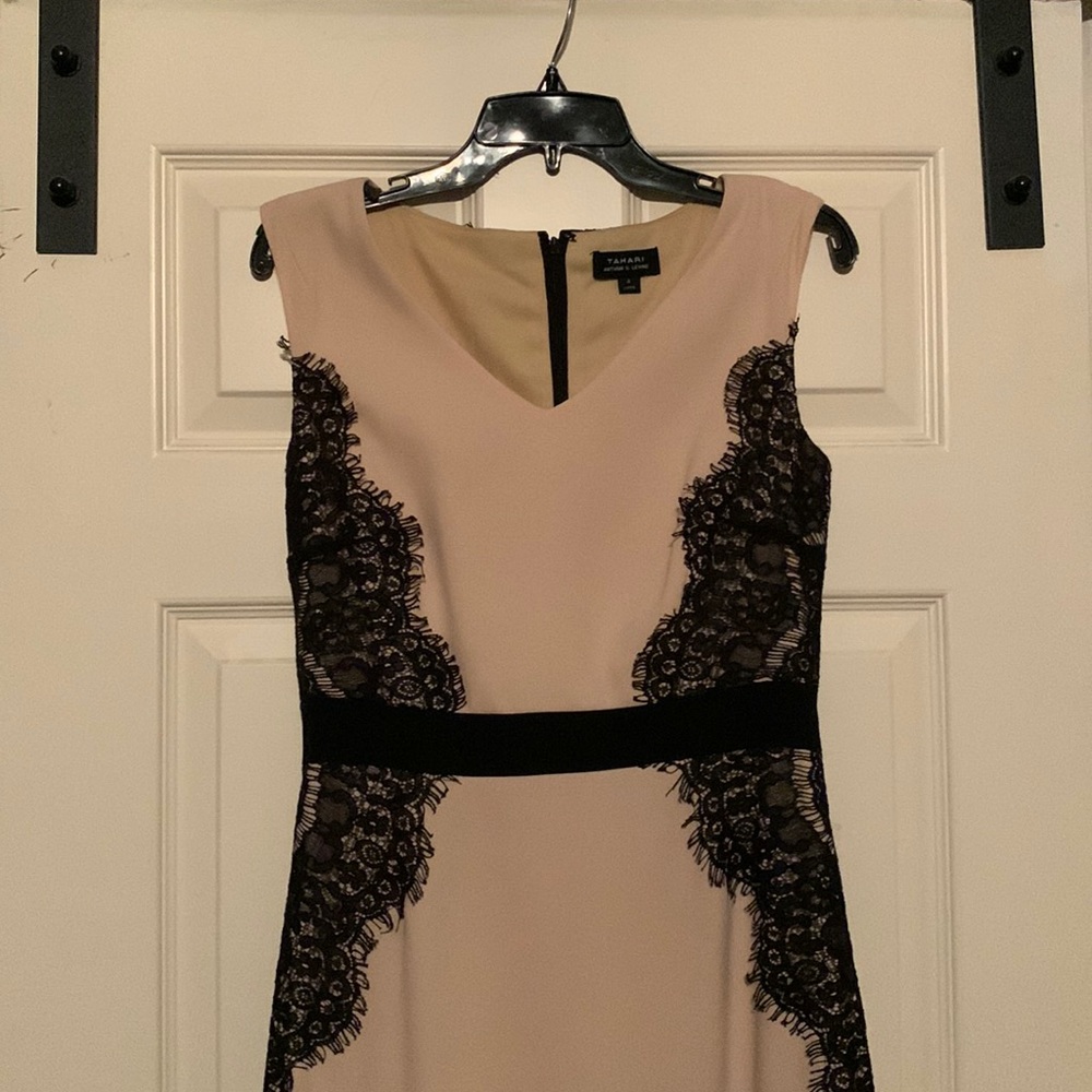 Beige and black short dress